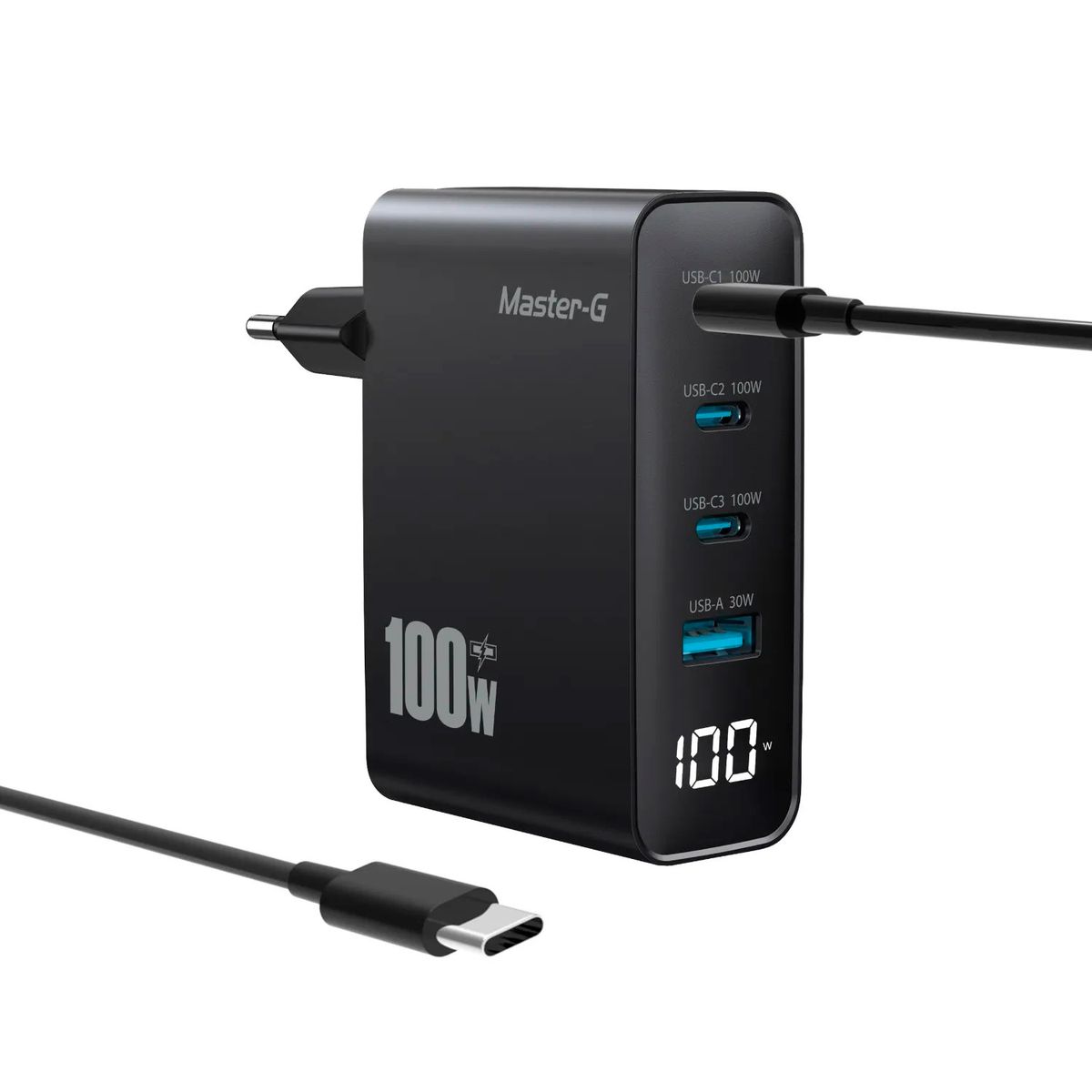 MASTER G - Cargador Master-G Carga Rapida 100w Multipuerto +Cable USB-C
