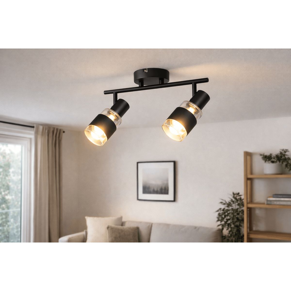 Apliqué Doble Konnergie Negro 2 Luces E14 Orientable, marca SPACE HOME - Foto Principal