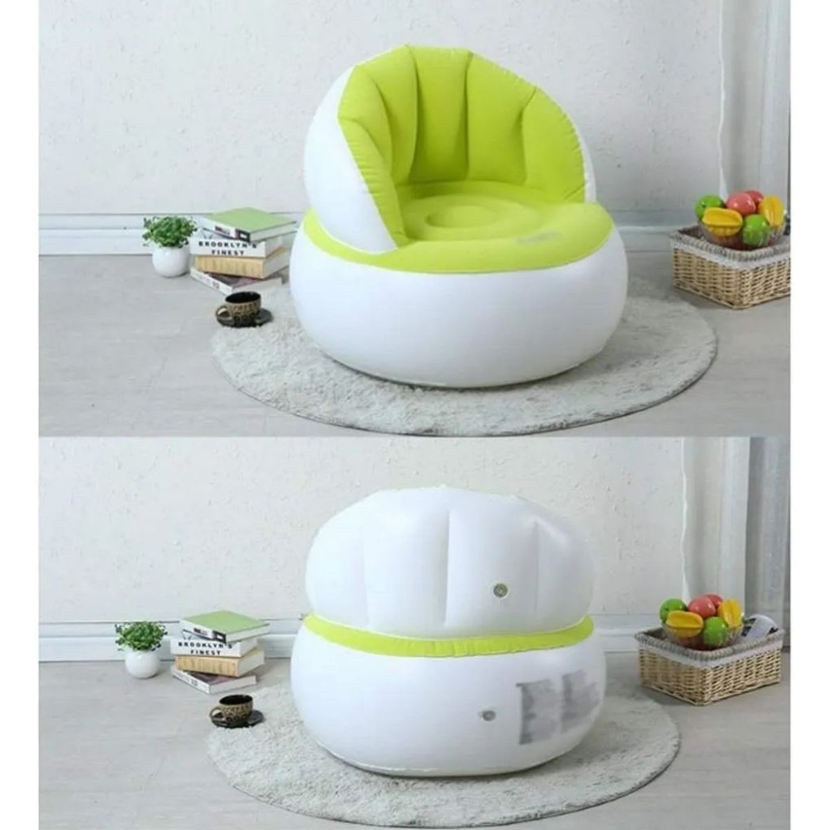GENERICO - Sillón Inflable Puff Tumbona Con Reposa Pies Verde BELUG