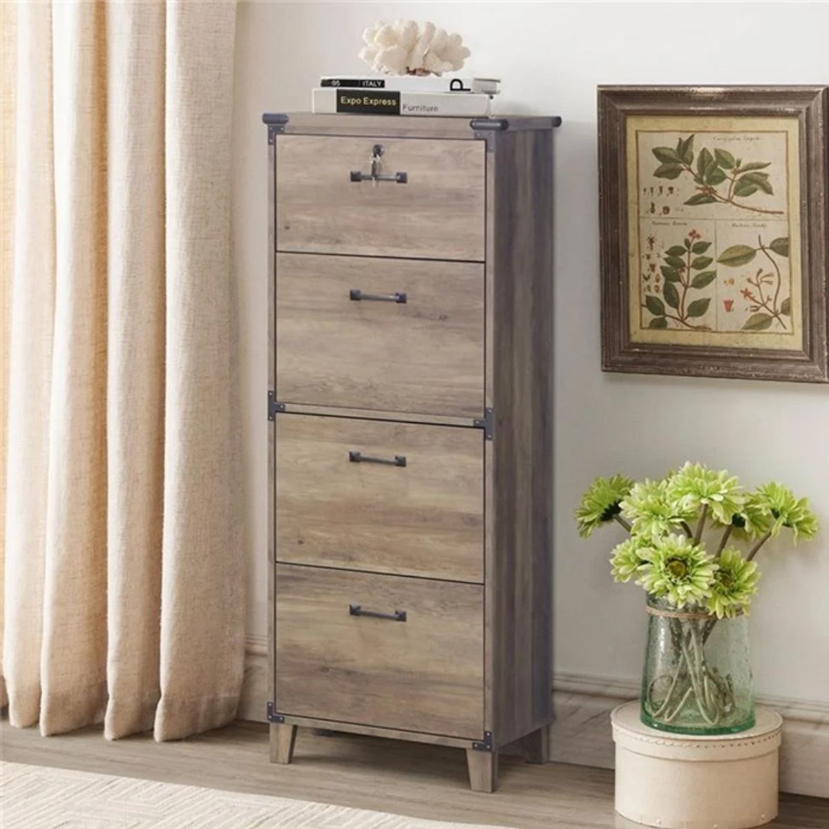 MSA MUEBLES SANTA ANA - Cajonera Kardex 4 Cajones Rustik OAK Line