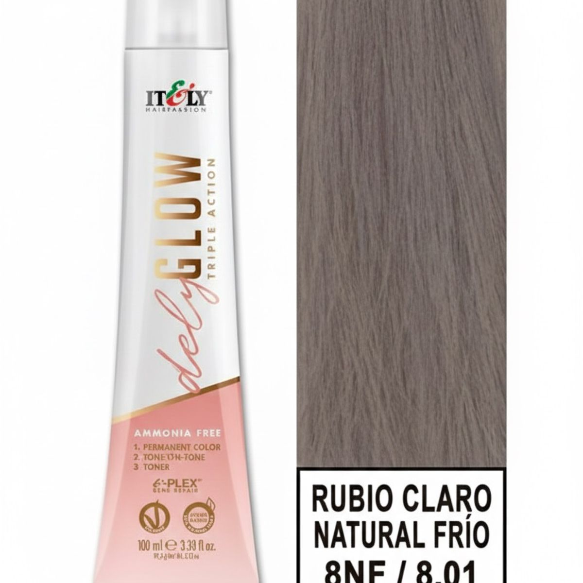 GENERICO - TINTURA PER S/AMONI ITELY DELYGLOW 8NF RUBIO CLARO FRIO NATURAL 100ML 8.01 + OXIDANTE