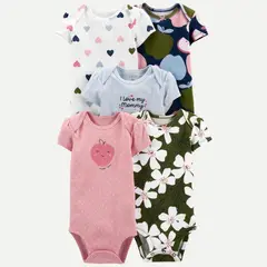 TEDMIMAK - Pack 5 Bodys Manga Corta Super Cute 100% Algodón