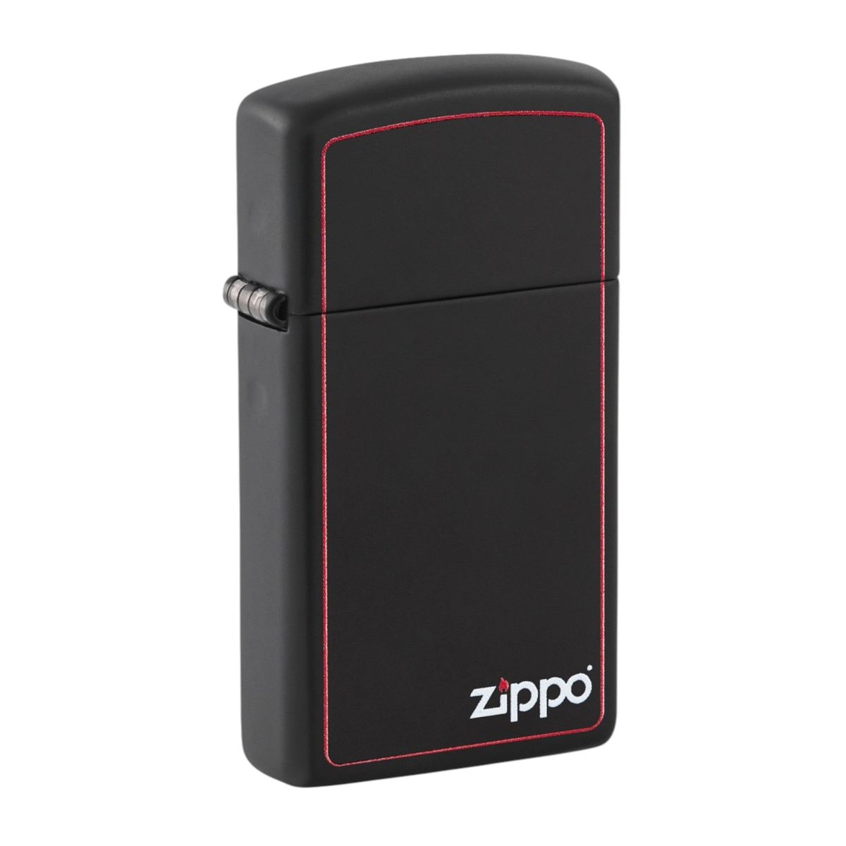 ZIPPO - Encendedor Zippo 1618ZB Slim Black Matte Red Border & Logo