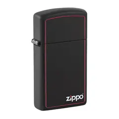 ZIPPO - Encendedor 1618ZB Slim Black Matte Red Border & Logo