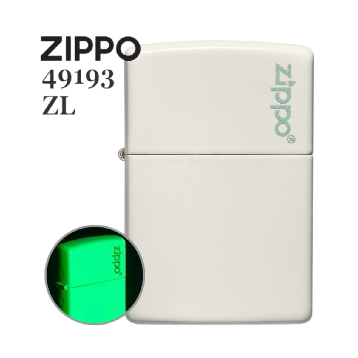 ZIPPO - Encendedor Zippo 49193ZL Classic Glow In The Dark Zippo Logo