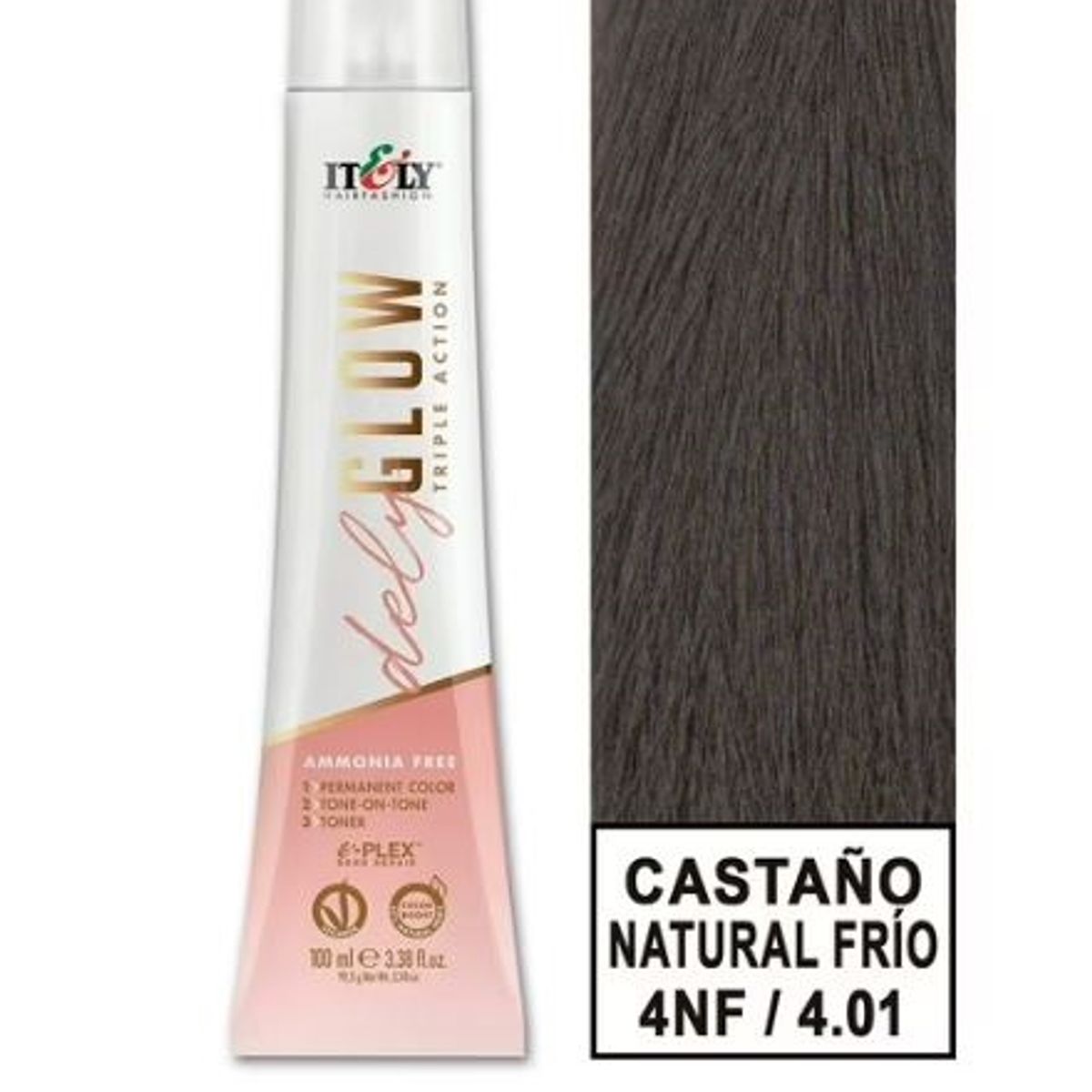GENERICO - TINTURA PER S/AMONI ITELY DELYGLOW 4NF CASTAÑO MEDIO FRIO NATURAL 100ML 4.01 + OXIDANTE