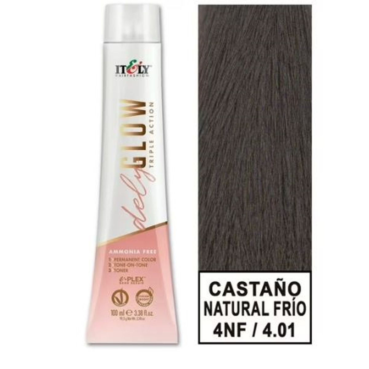 GENERICO - TINTURA PER S/AMONI ITELY DELYGLOW 4NF CASTAÑO MEDIO FRIO NATURAL 100ML 4.01 + OXIDANTE