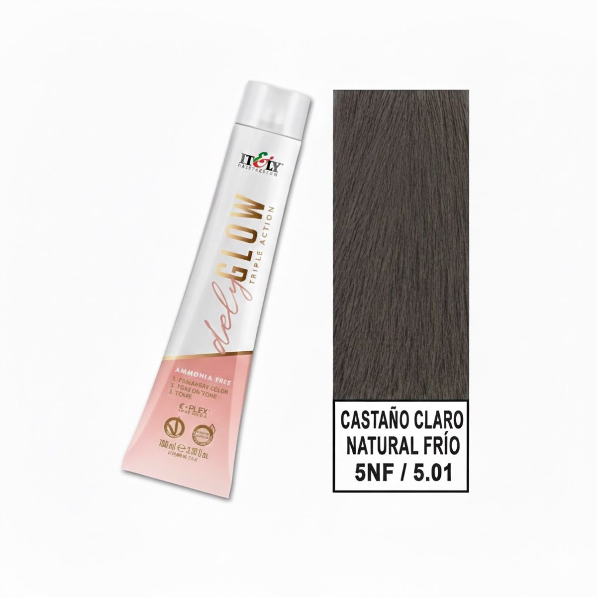 GENERICO - TINTURA PER S/AMONI ITELY DELYGLOW 5NF CASTAÑO CLARO FRIO NATURAL 100ML 5.01 + OXIDANTE