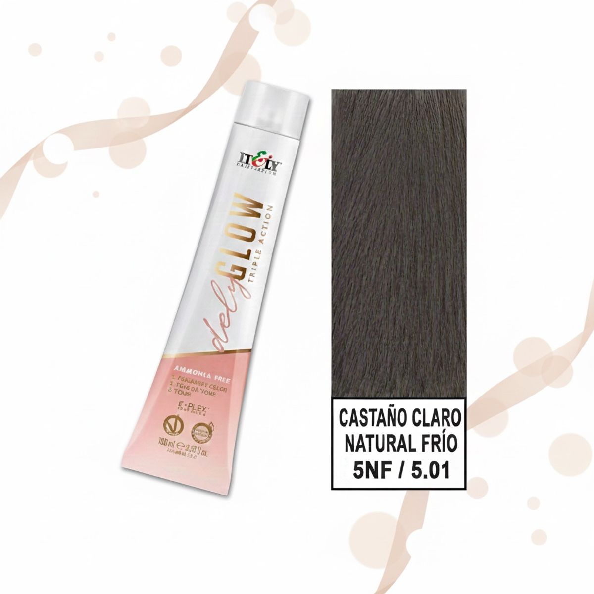 GENERICO - TINTURA PER S/AMONI ITELY DELYGLOW 5NF CASTAÑO CLARO FRIO NATURAL 100ML 5.01 + OXIDANTE