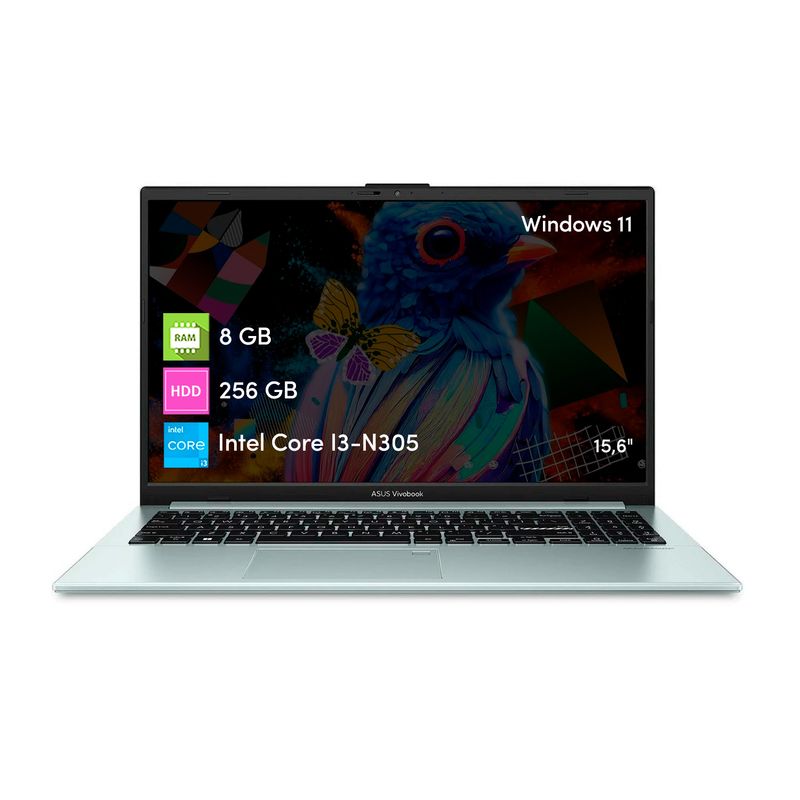 ASUS Notebook Asus Vivobook Go Intel i3 8GB 256GB SSD 156 FHD W11