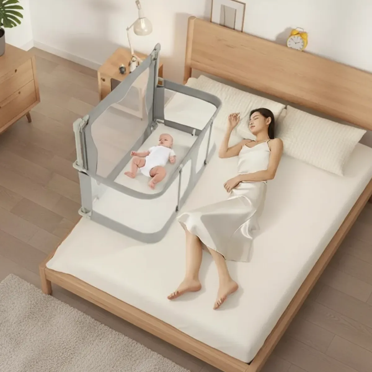 ZZODS - Cuna Plegable Colecho Para Bebé Funcional Con Mosquitera Gris