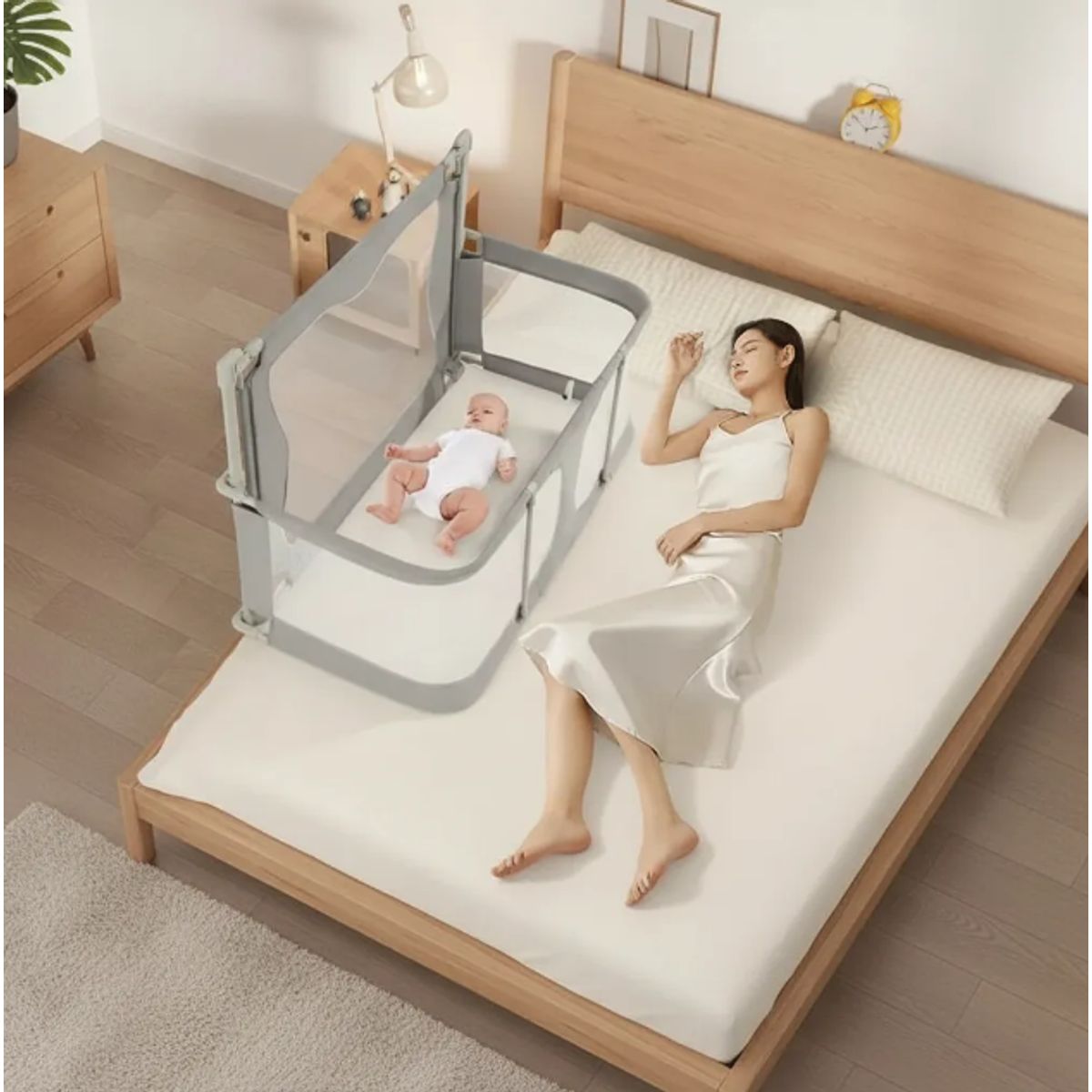 ZZODS - Cuna Plegable Colecho Para Bebé Funcional Con Mosquitera Gris