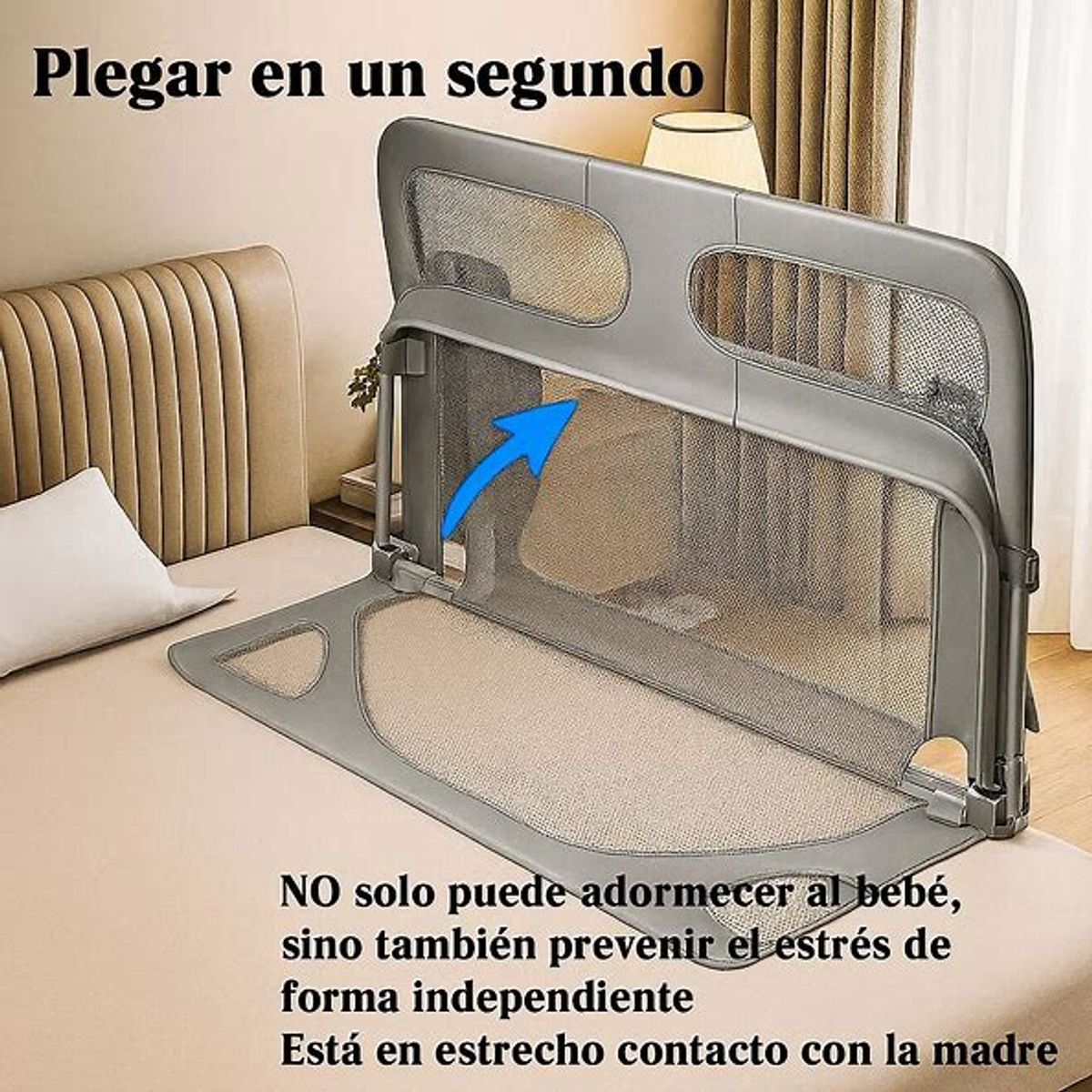 ZZODS - Cuna Plegable Colecho Para Bebé Funcional Con Mosquitera Gris