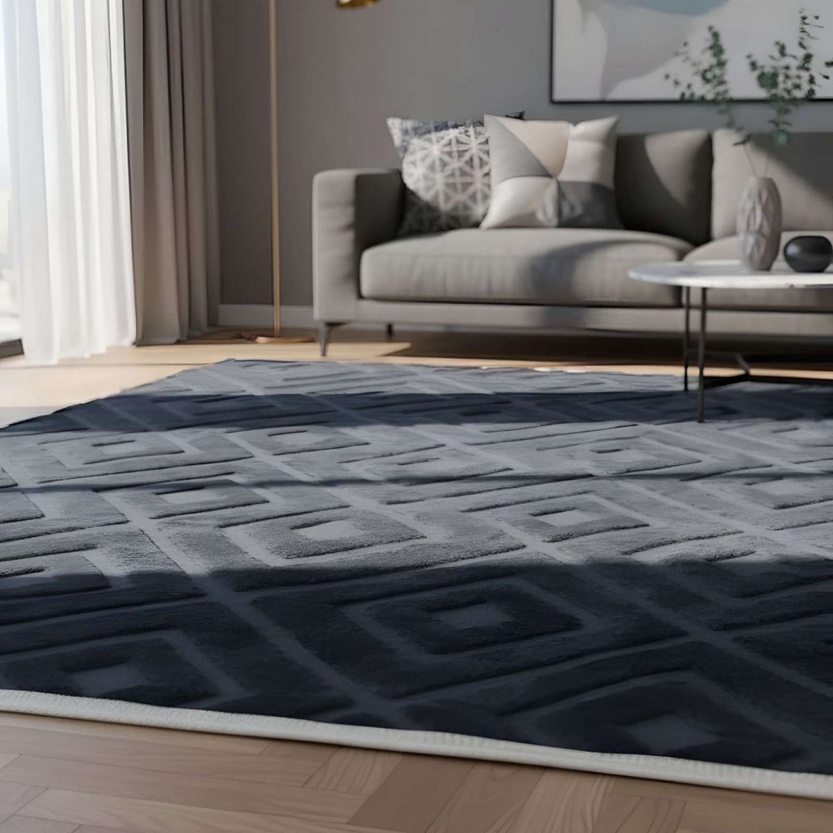 GENERICO - Alfombra Moderna Jacquard Bicolor 240x200