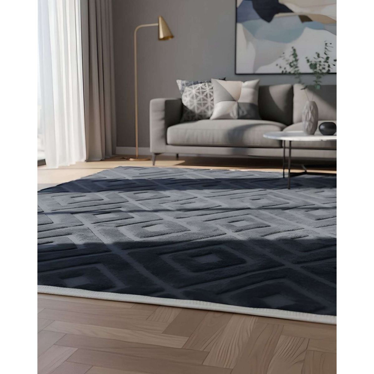 GENERICO - Alfombra Moderna Jacquard Bicolor 240x200