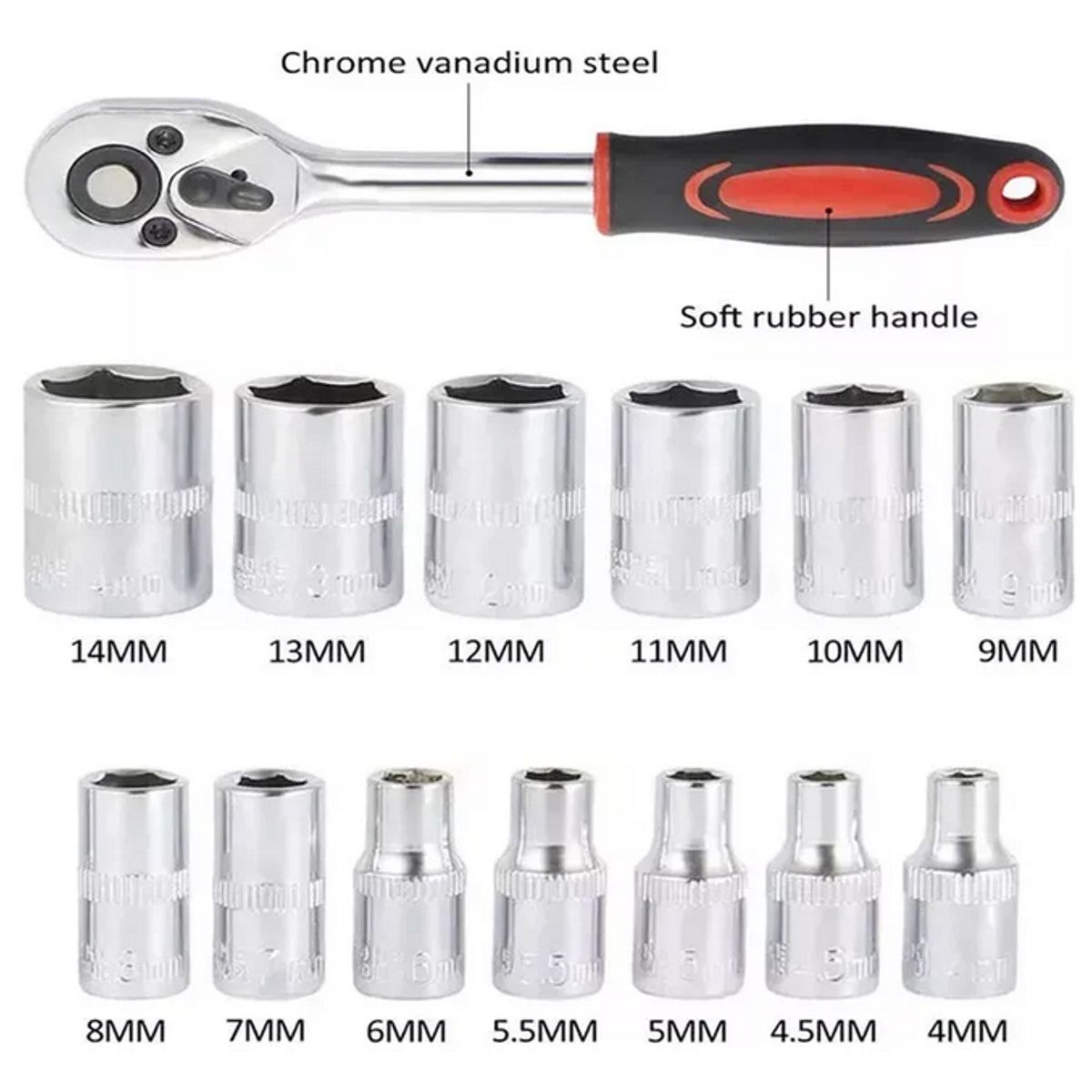 GENERICO - Set Ratchet 14 Dados Milimétricos Destornillador 46pz