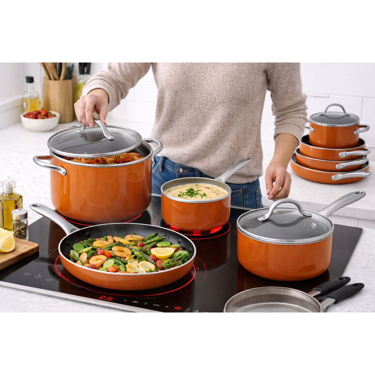 GENERICO - Batería de cocina 11 piezas - Todo tipo de Cocina