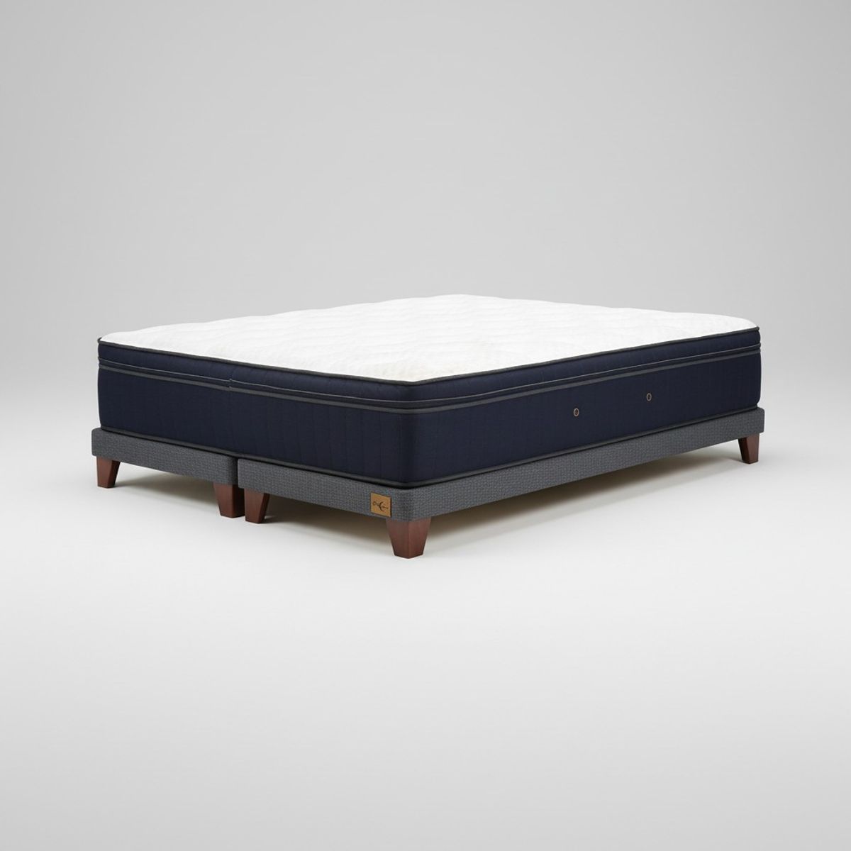 BLOCCARE - Cama 2 Plaza Box 8 cm + Colchon CIC L200 cm -  Premium / Con Refuerzo - Patas De Madera 11 cm (Gris)