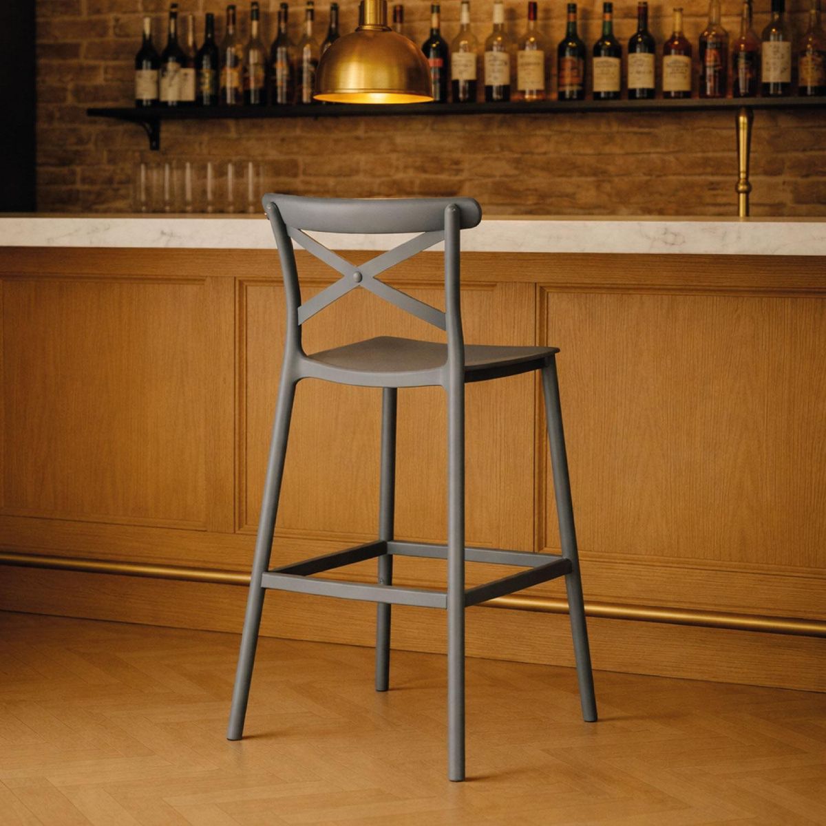 ESCANDINAVIA - Piso Taburete Silla alta bar cocina Danessa 75cm Gris Oscuro