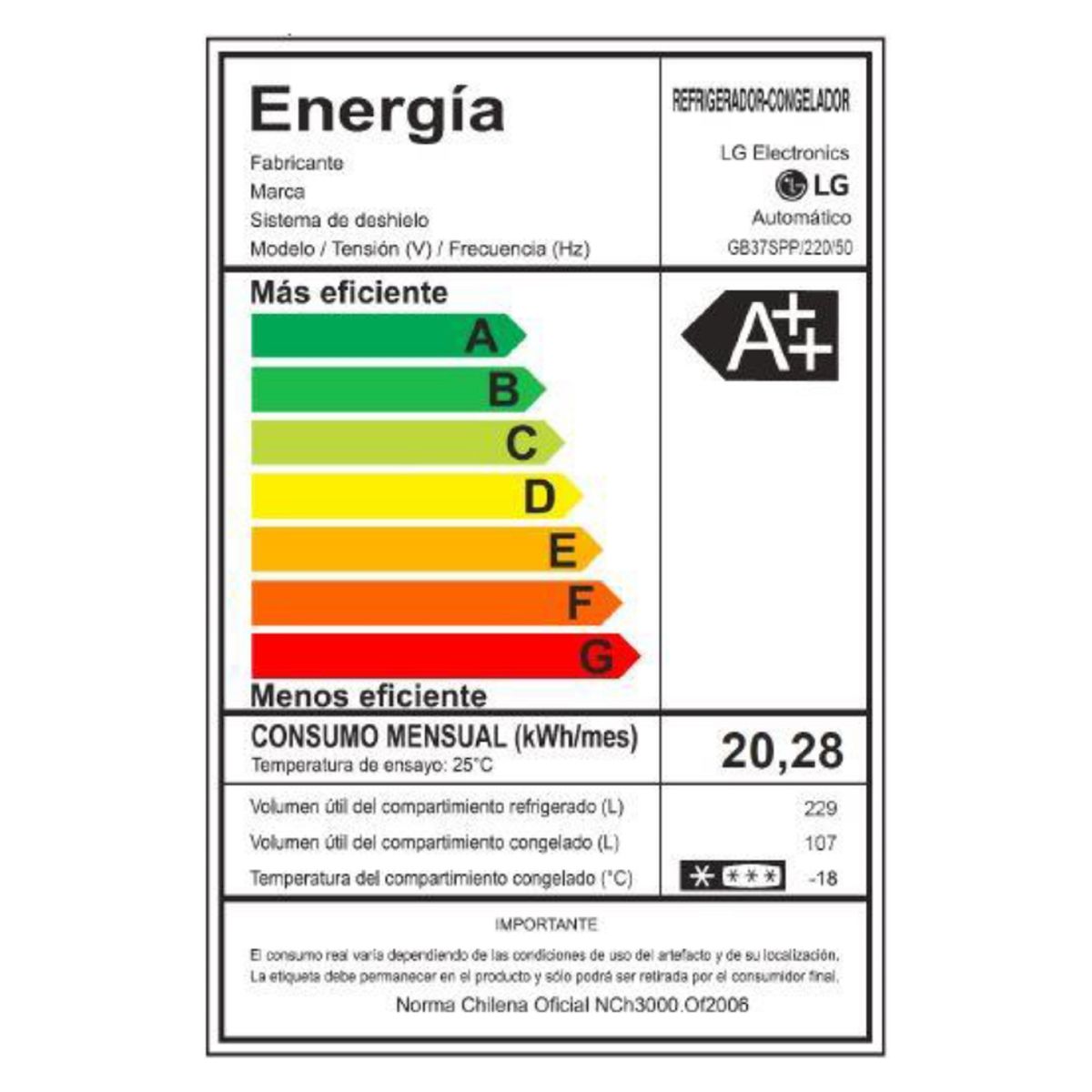 LG - Refrigerador Bottom Freezer Linear Cooling 341 Litros No Frost GB37MPD LG