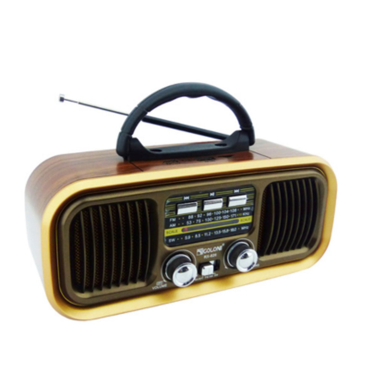 GENERICO - Radio Multibanda Recargable Con Conexion Bluetooth FM USB Y TF