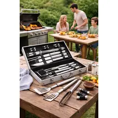 MOVI - Maleta parrillero de lujo - 18 piezas acero inoxidable