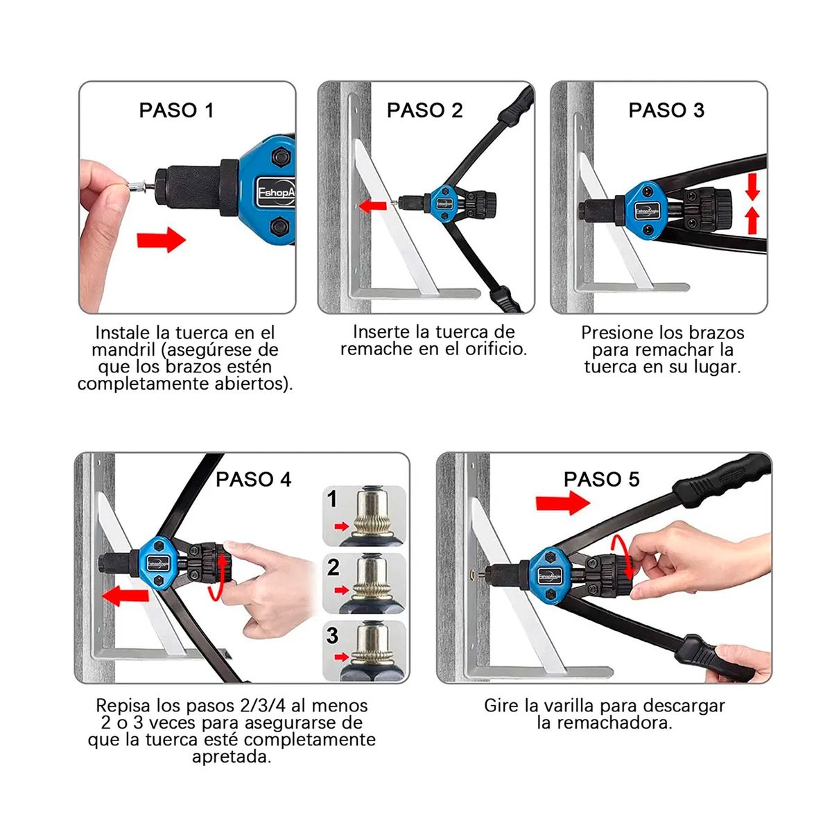 OFERTABKN - Kit Remachadora Tuerca Mandril M3-m12 Remache Ciego 110pzs 1