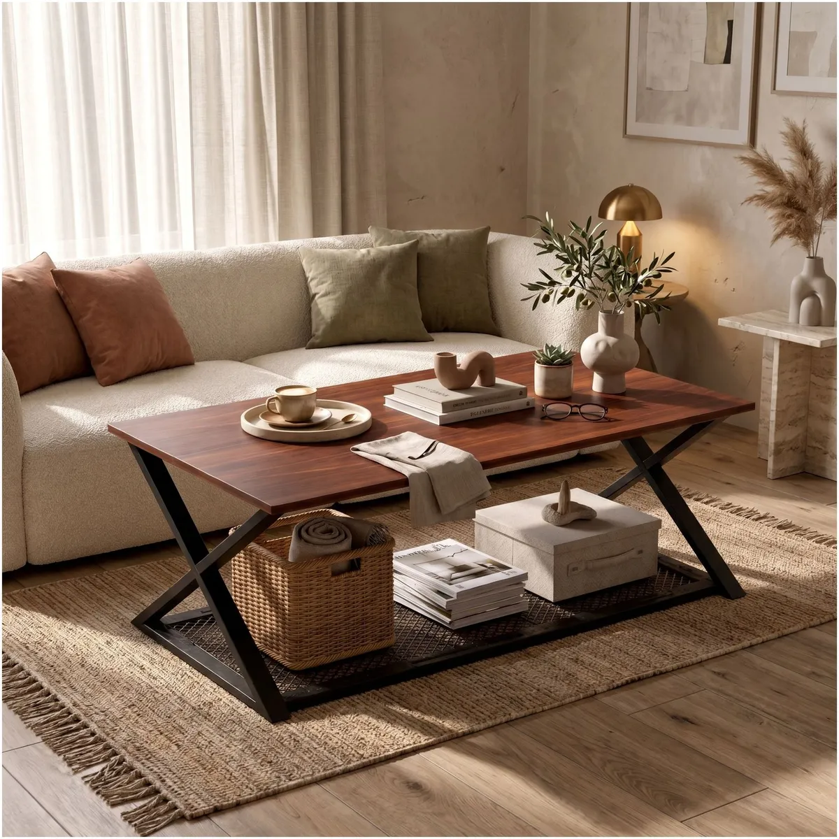 HOMER DESIGN - Mesa De Centro Minimalista Con Cubierta De Melamina 60x120cm