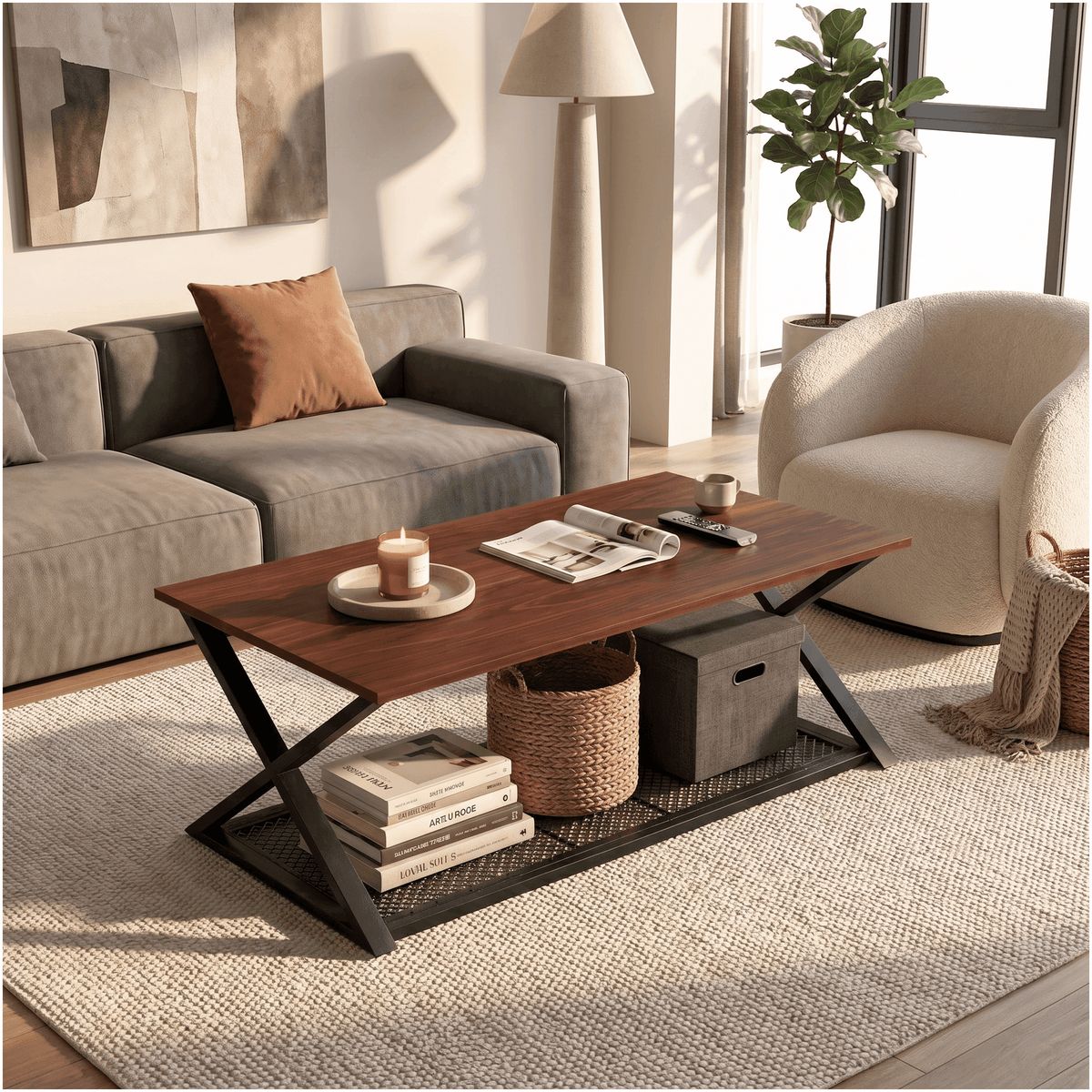 HOMER DESIGN - Mesa De Centro Minimalista Con Cubierta De Melamina 60x120cm