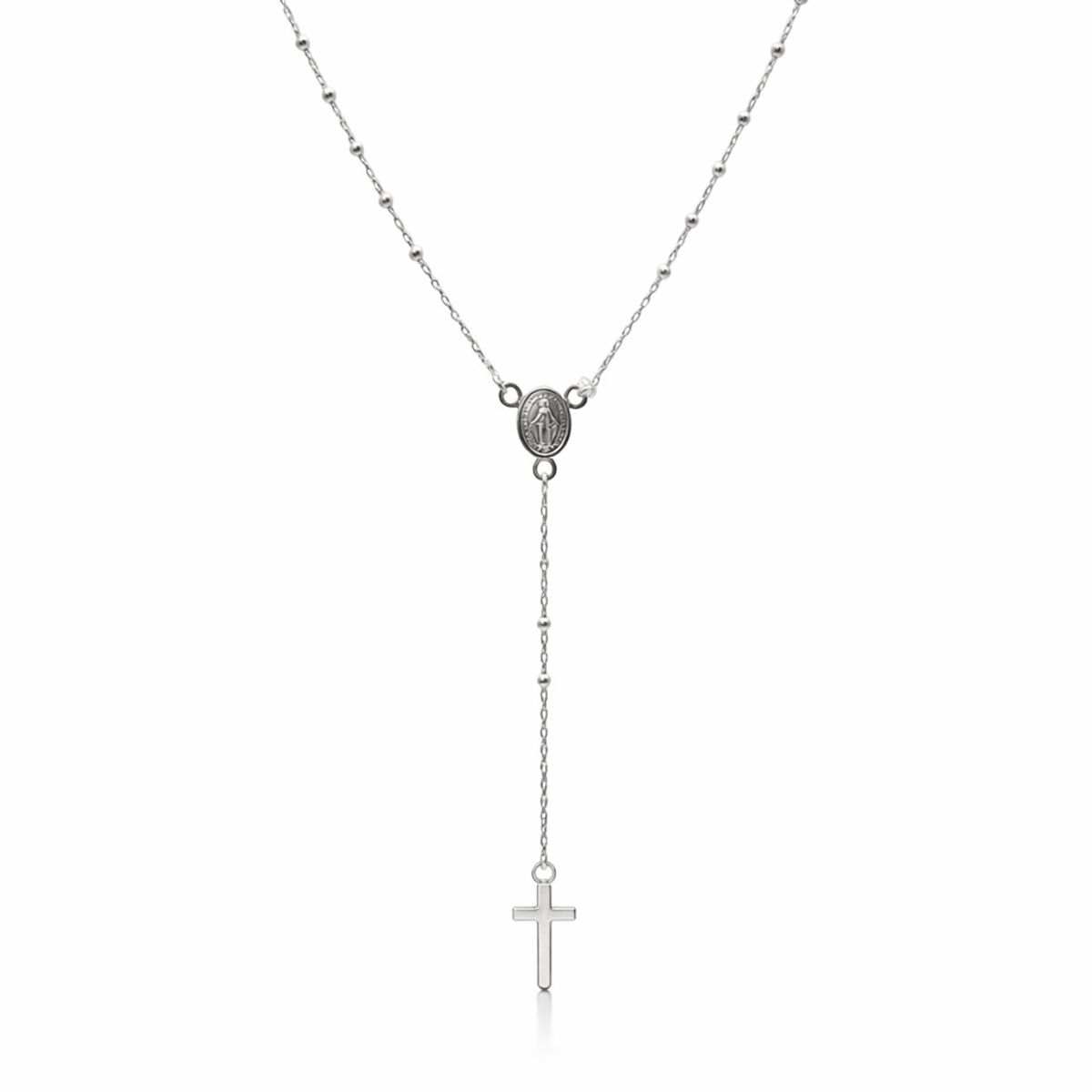 JOYAS MYTOKE - Rosario Mujer 50cm Plata Fina Hipoalergenica 925 Collar Cruz