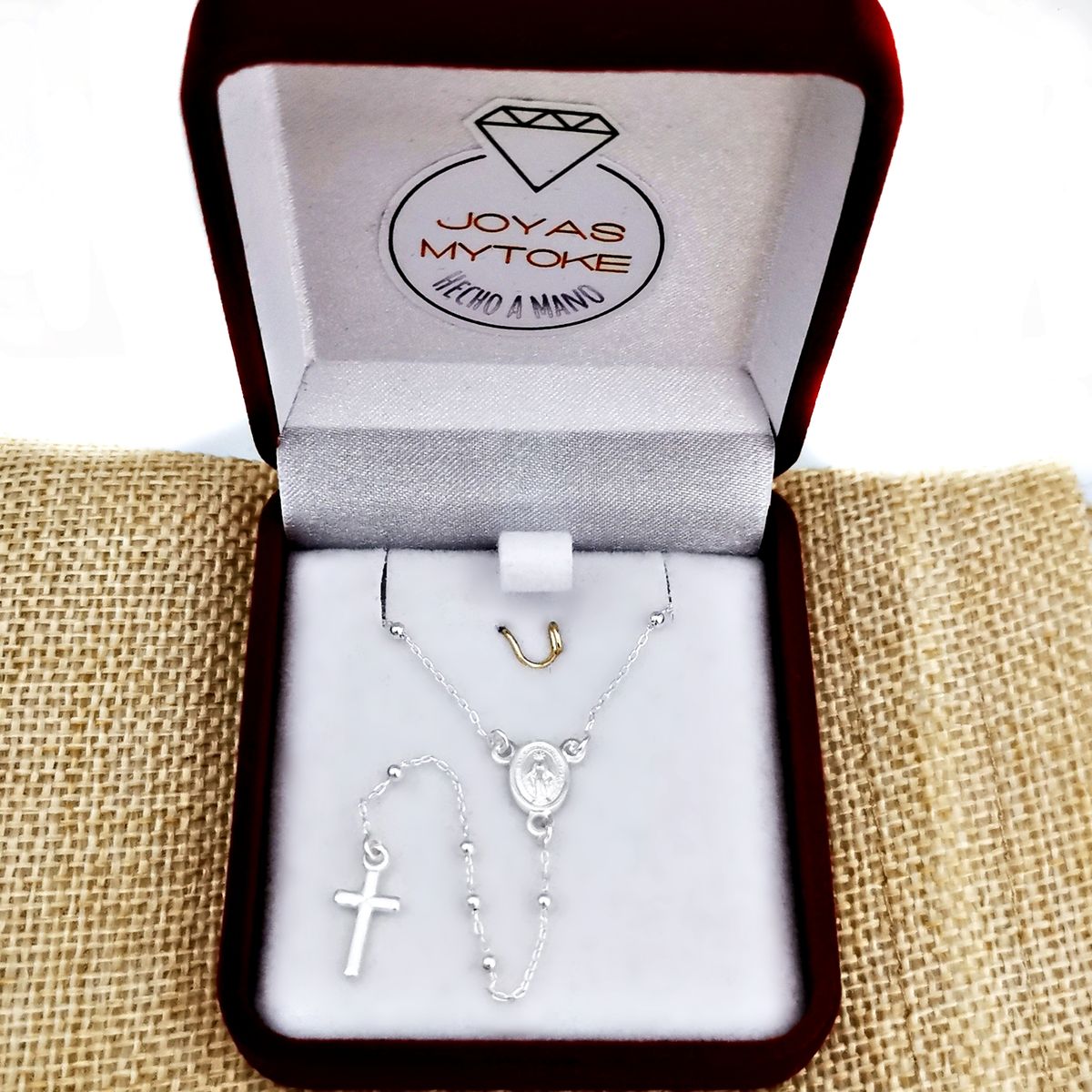 JOYAS MYTOKE - Rosario Mujer 50cm Plata Fina Hipoalergenica 925 Collar Cruz