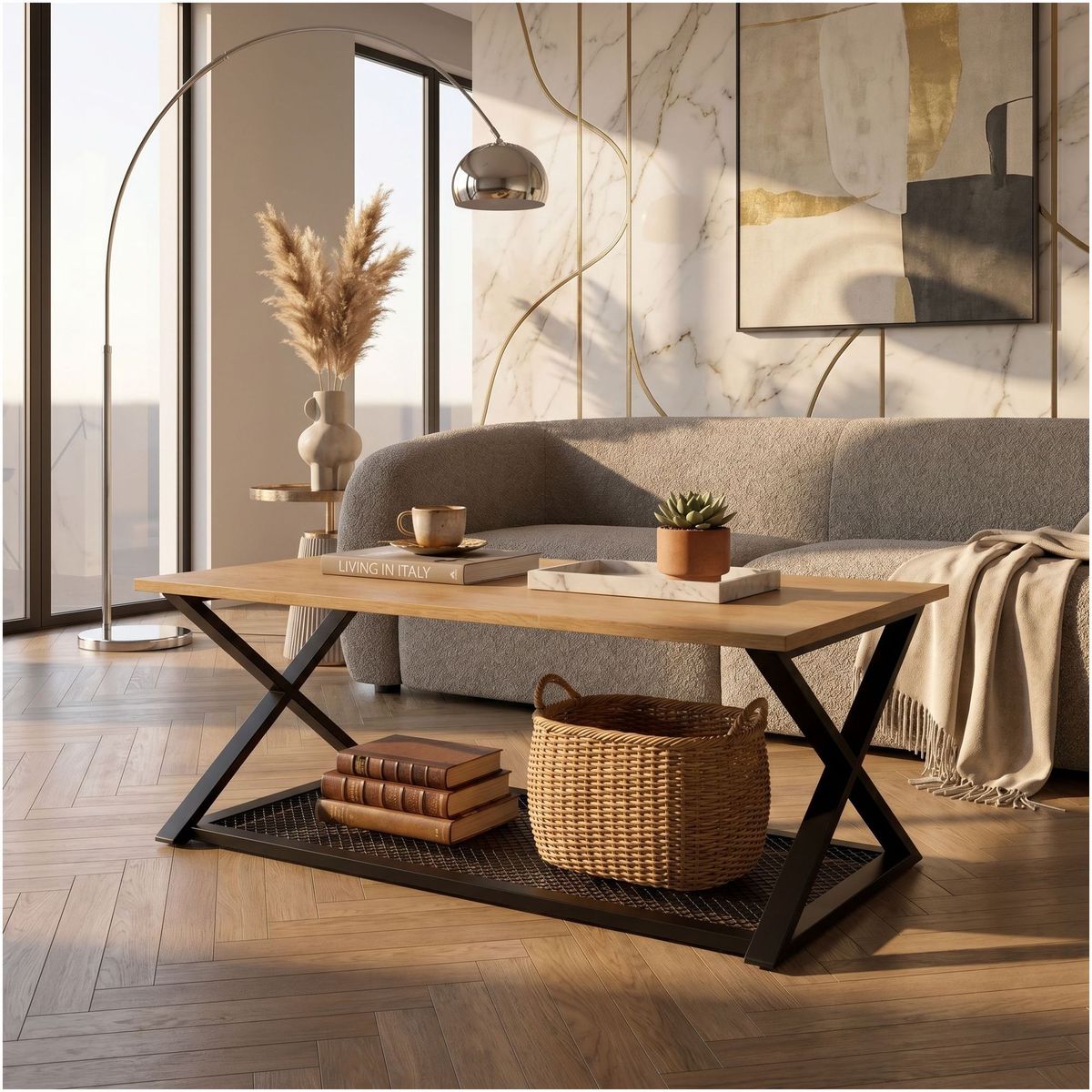 HOMER DESIGN - Mesa De Centro Minimalista Con Cubierta De Melamina 60x120cm