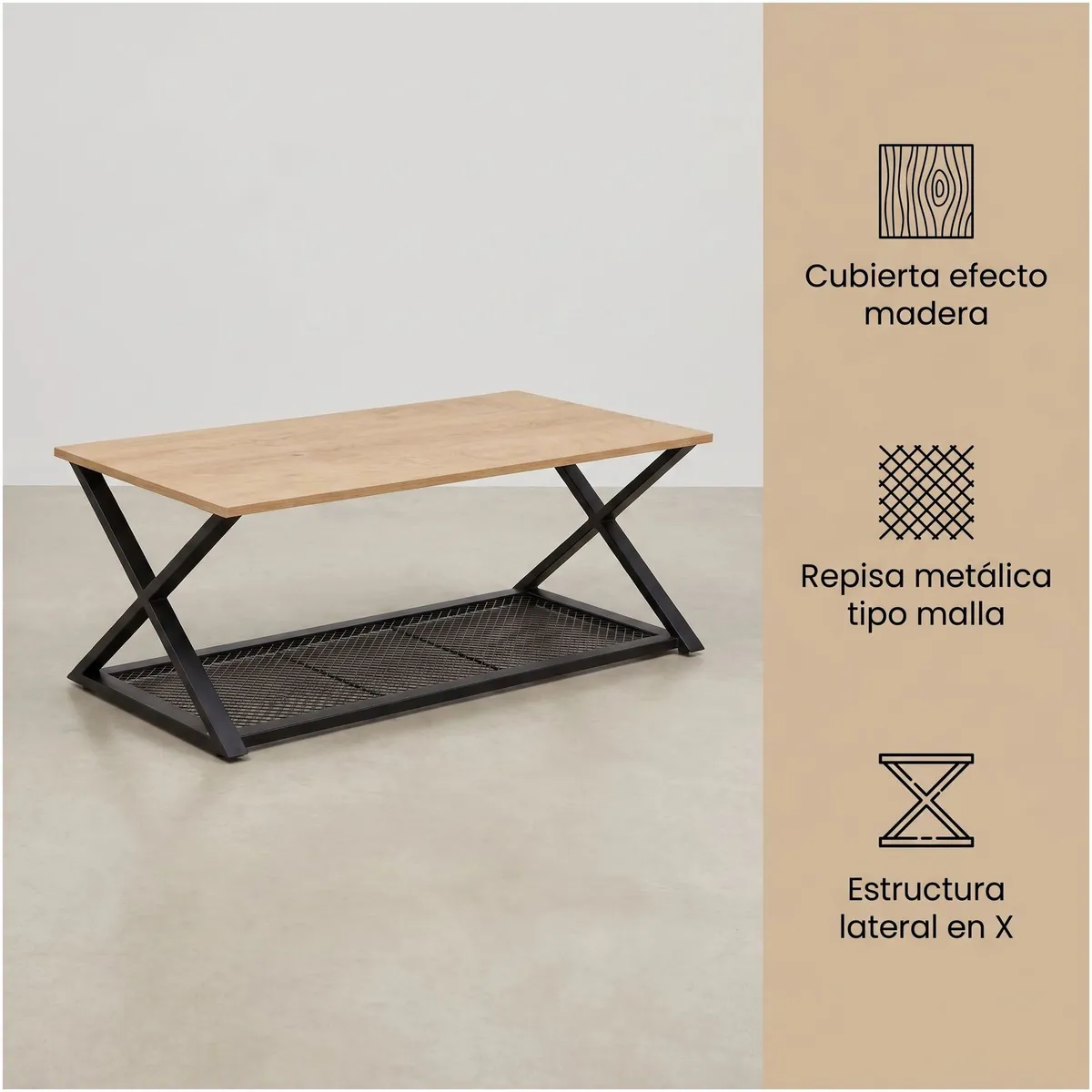 HOMER DESIGN - Mesa De Centro Minimalista Con Cubierta De Melamina 60x120cm