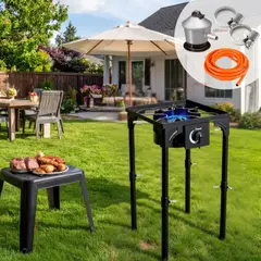 LINE - Estufa Fogón 1 Plato Rústica Camping + Kit De Instalación