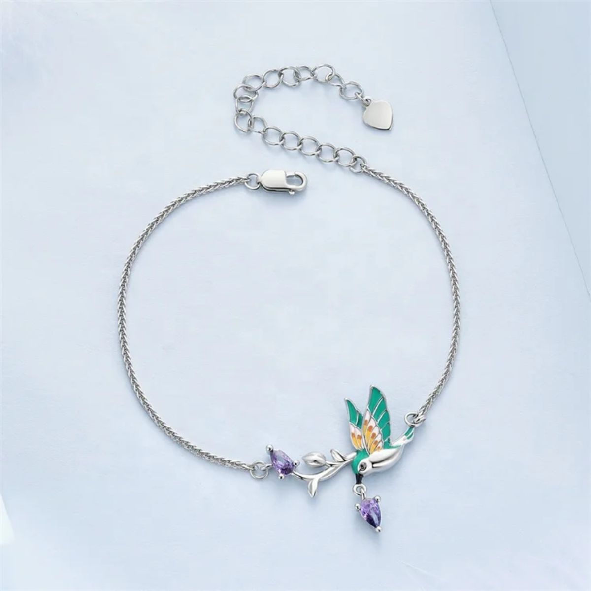 GENERICO - Pulsera colibrí amatista joya mujer plata 925