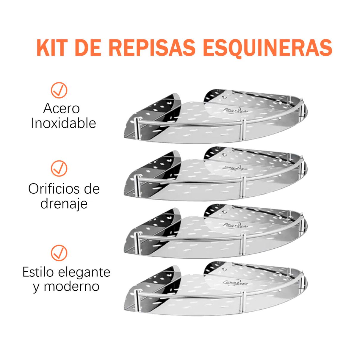 OFERTABKN - Set 4 Organizador Esquinero Ducha Acero Inoxidable Repisa