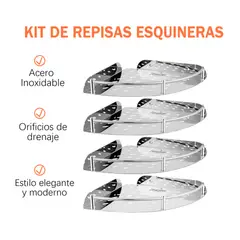 OFERTABKN - Set 4 Organizador Esquinero Ducha Acero Inoxidable Repisa