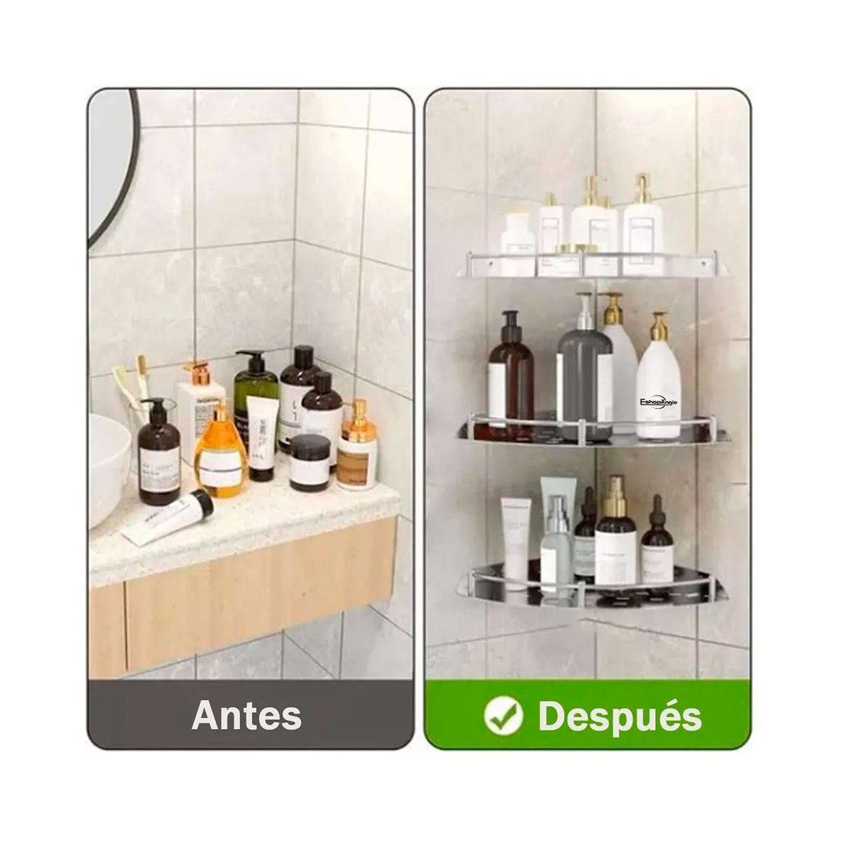OFERTABKN - Set 4 Organizador Esquinero Ducha Acero Inoxidable Repisa