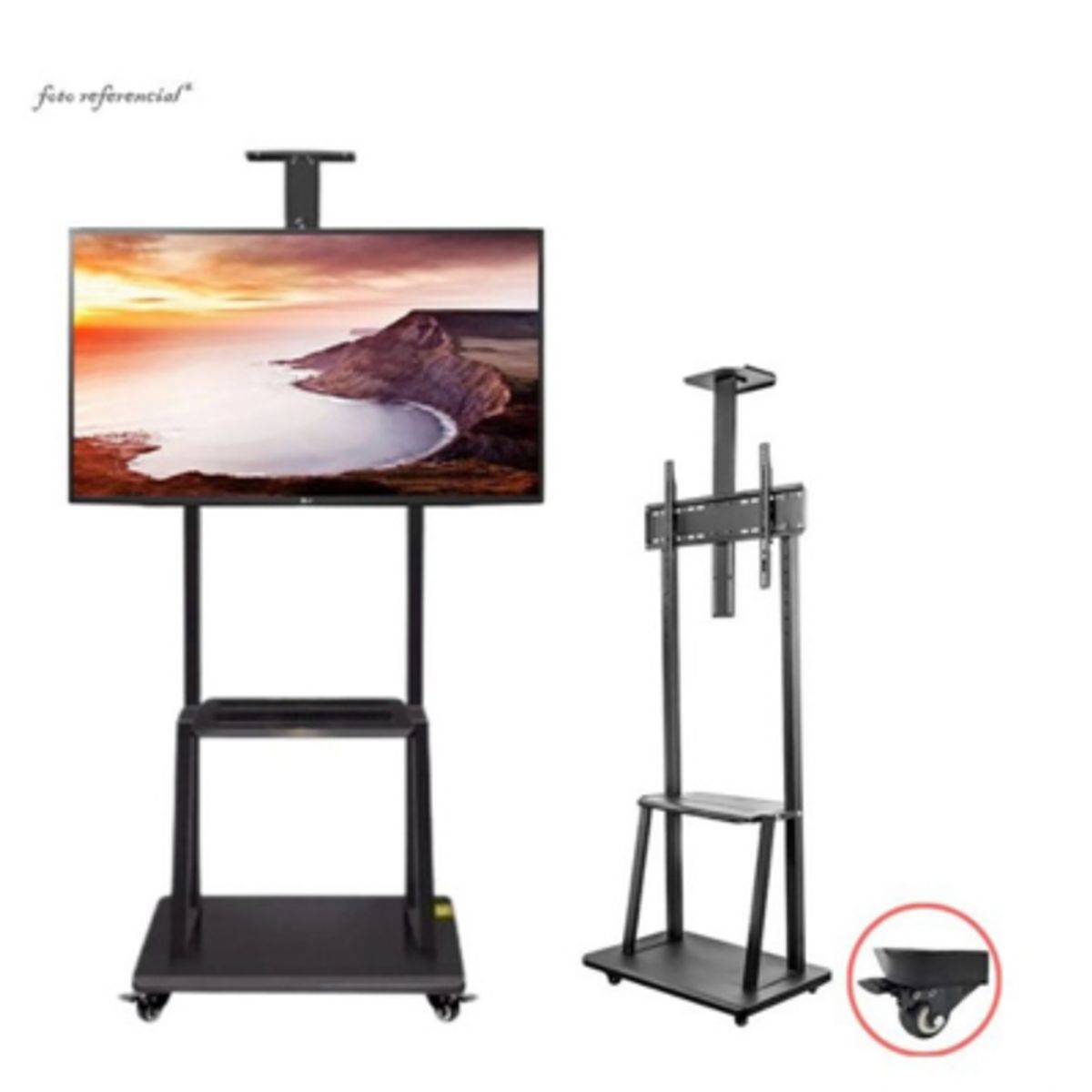 GENERICO - Soporte De TV De 40 A 75 Pulgadas, Rack Tipo Pedestal Full Con Ruedas Y Altura Maxima 2.10 Mts