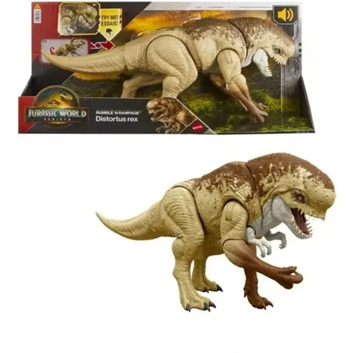 MATTEL - Jurassic World Distortus Rex Rebirth Mattel Original
