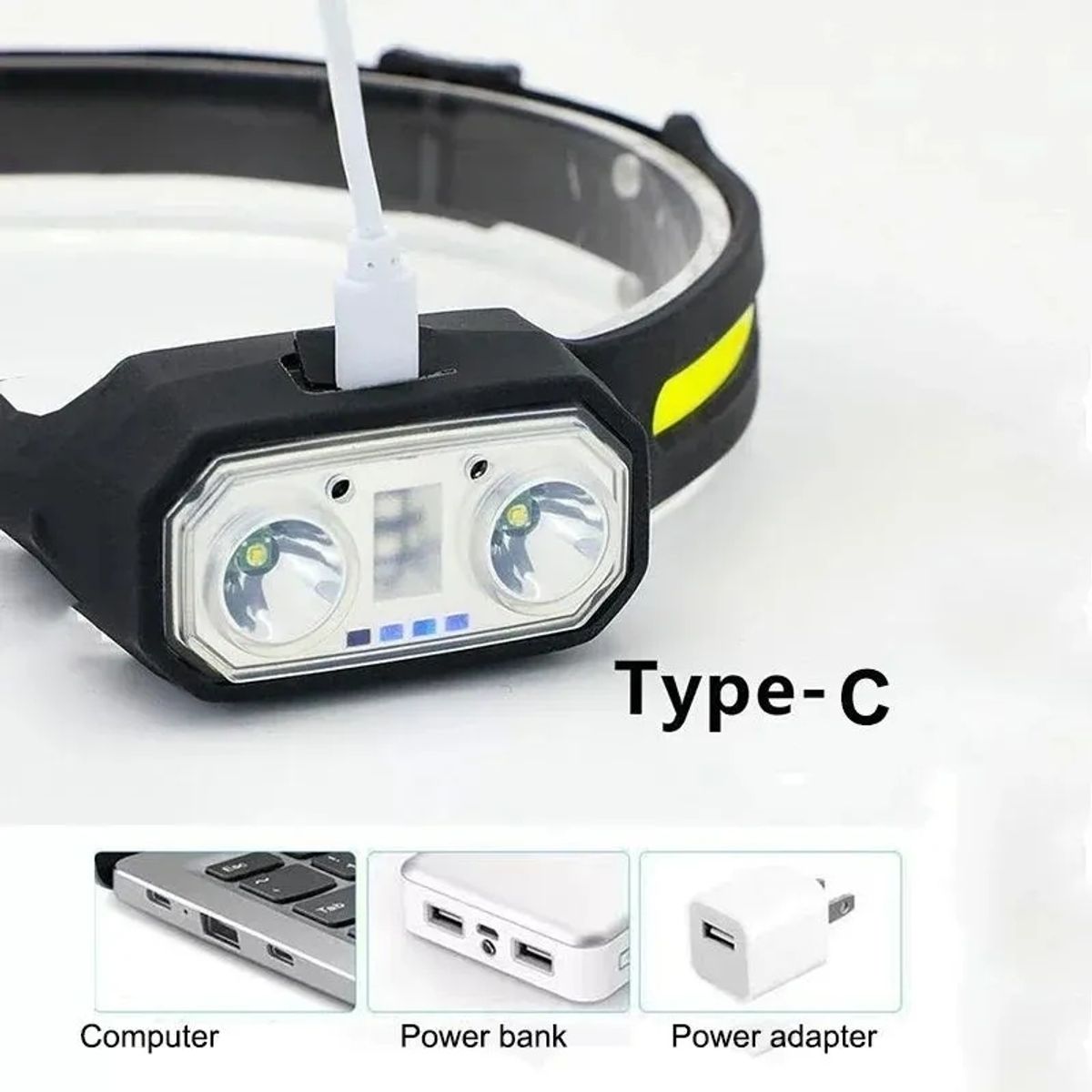 GENERICO - Linterna Frontal LED Doble Multifunción con Sensor de Movimiento  Manos Libres