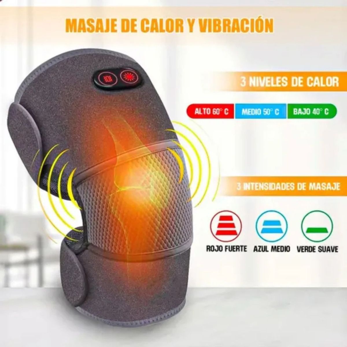 MOVI - RODILLERA 2 EN 1 CON CALEFFACCION Y MASAJE PARA DOLORES
