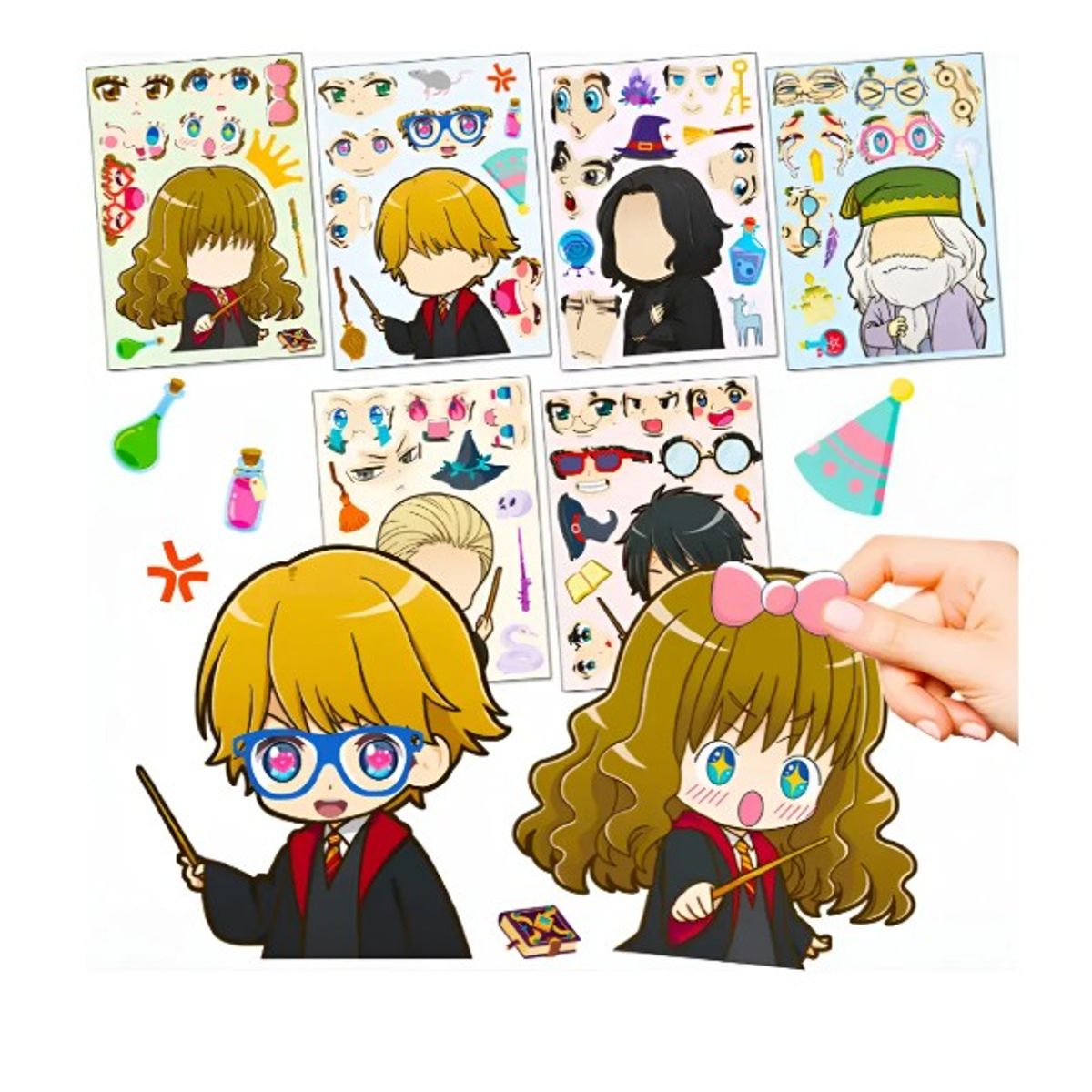 GENERICO - 8 Laminas Stickers Mago Pegatinas Puzzle