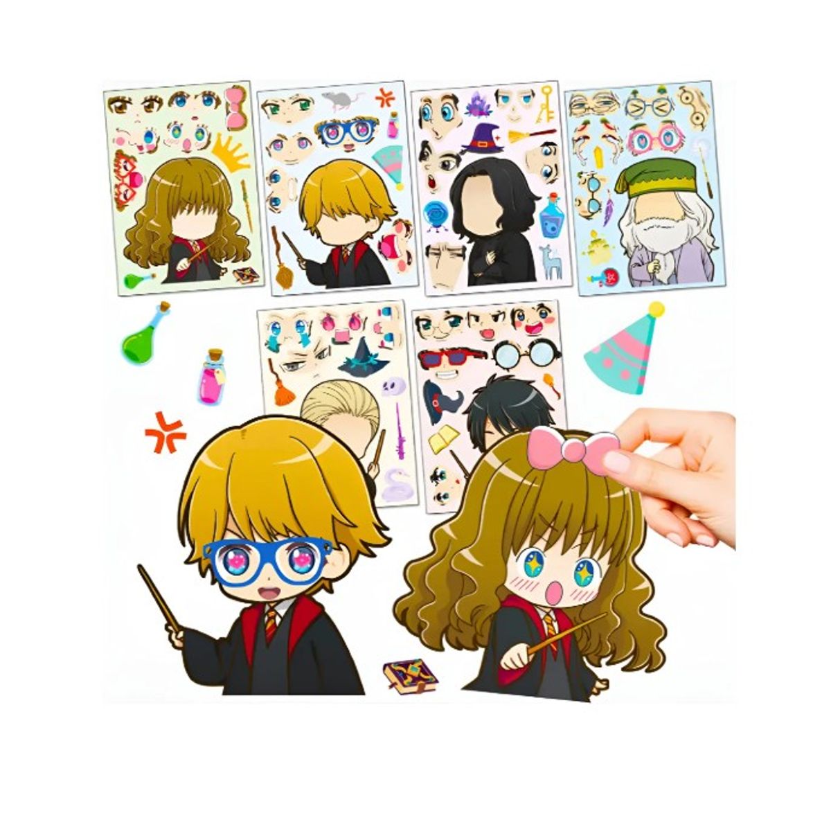 GENERICO - 8 Laminas Stickers Mago Pegatinas Puzzle