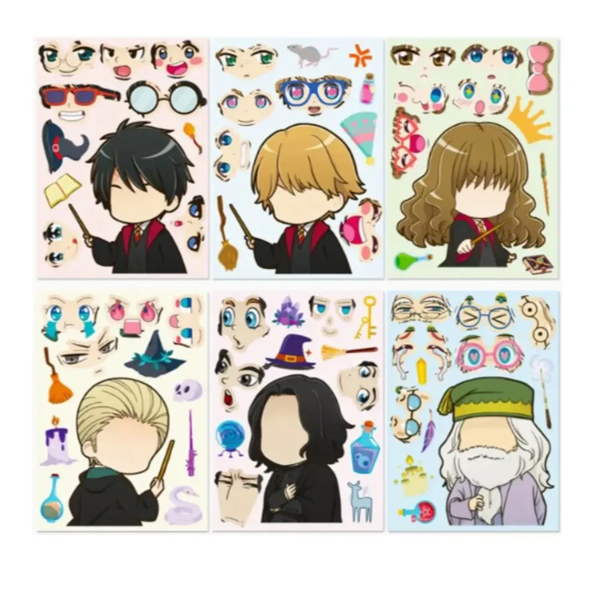 GENERICO - 8 Laminas Stickers Mago Pegatinas Puzzle