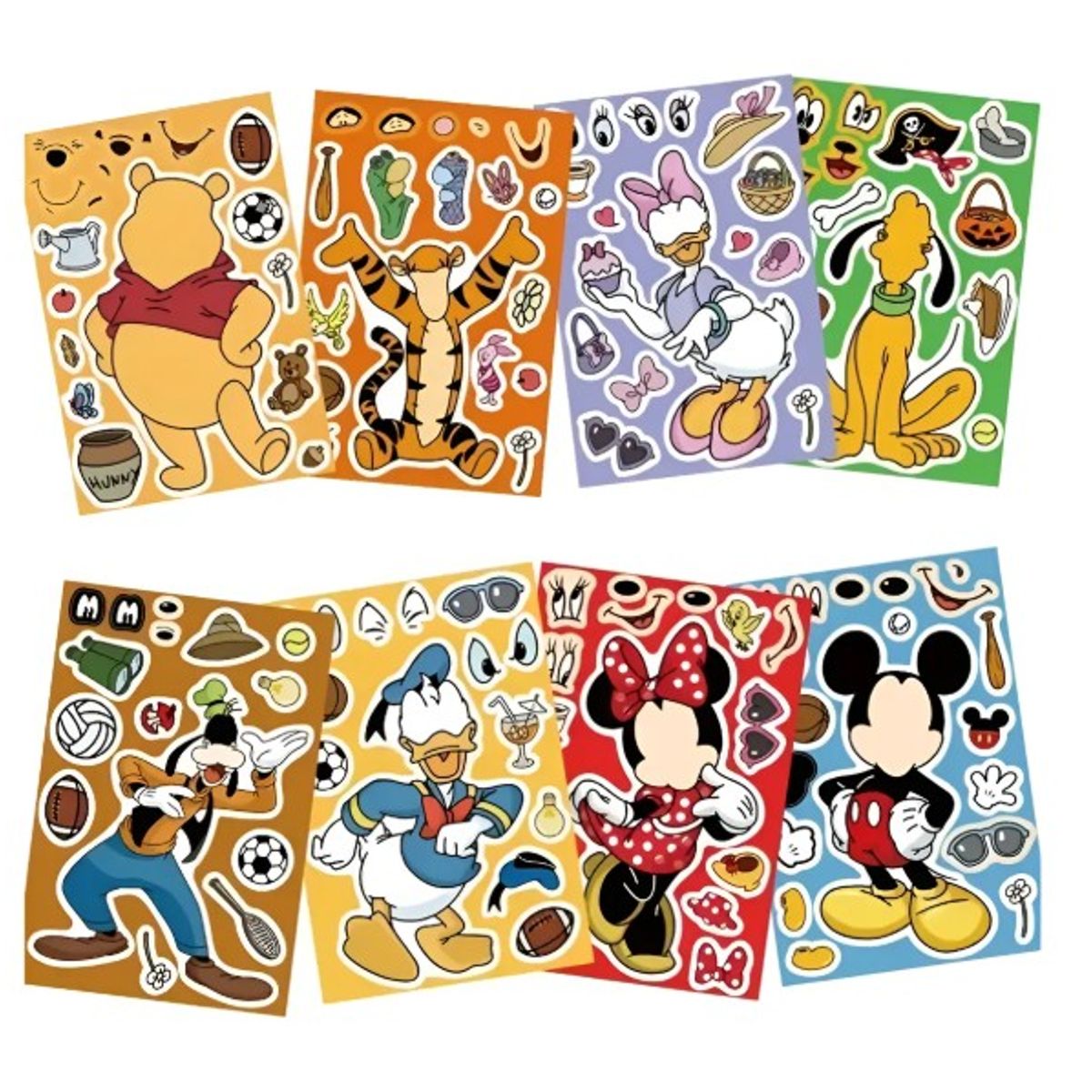 GENERICO - 8 Laminas Stickers ratón clasico Armable Pegatinas 11x16cm niños