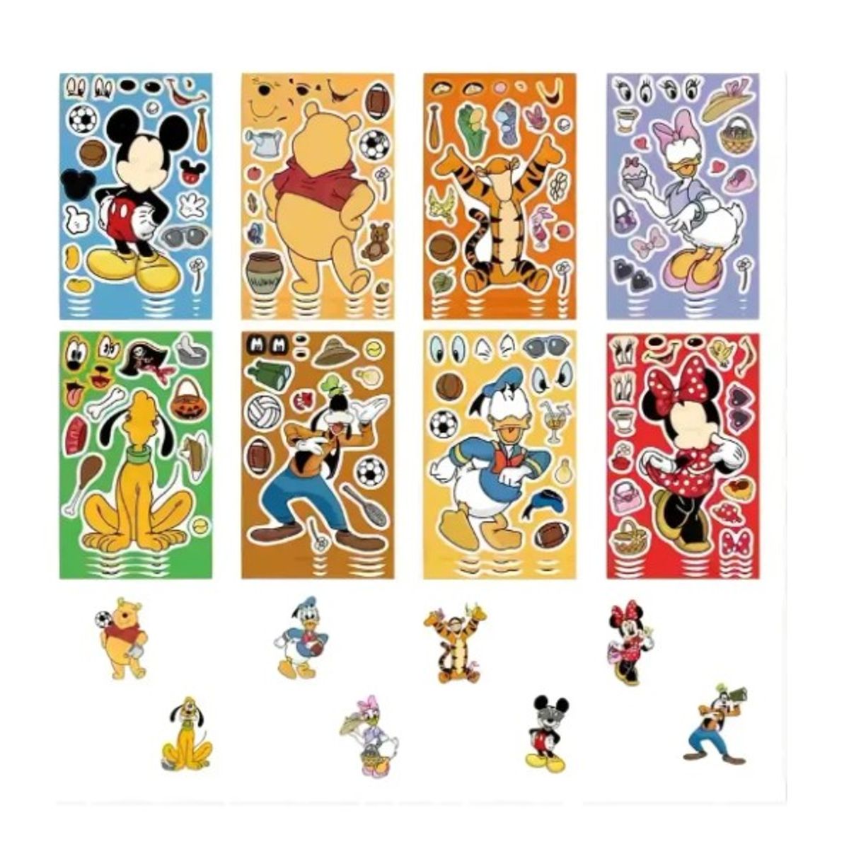 GENERICO - 8 Laminas Stickers ratón clasico Armable Pegatinas 11x16cm niños