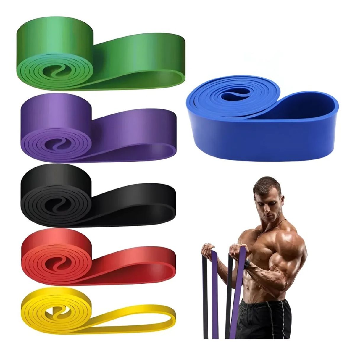 GENERICO - Kit 6 Power Bands Banda Elástica De Resistencia Pull Up Gym Juego De 6 Piezas BELUG