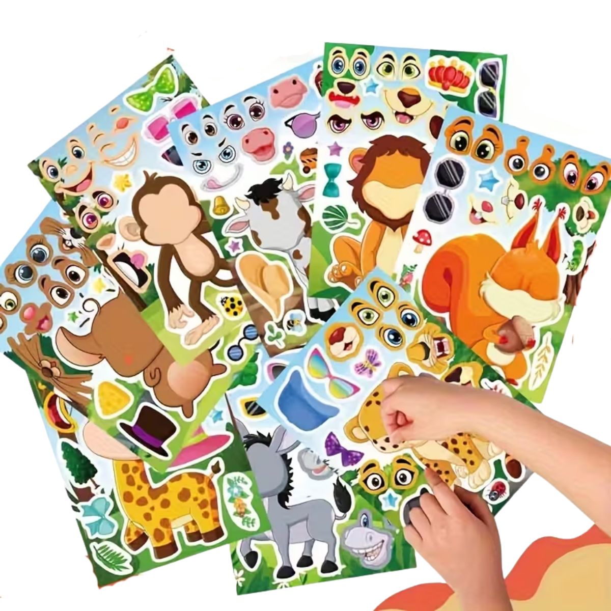 8 Laminas Stickers Animales Zoológico Armable Pegatinas, marca GENERICO - Foto Principal