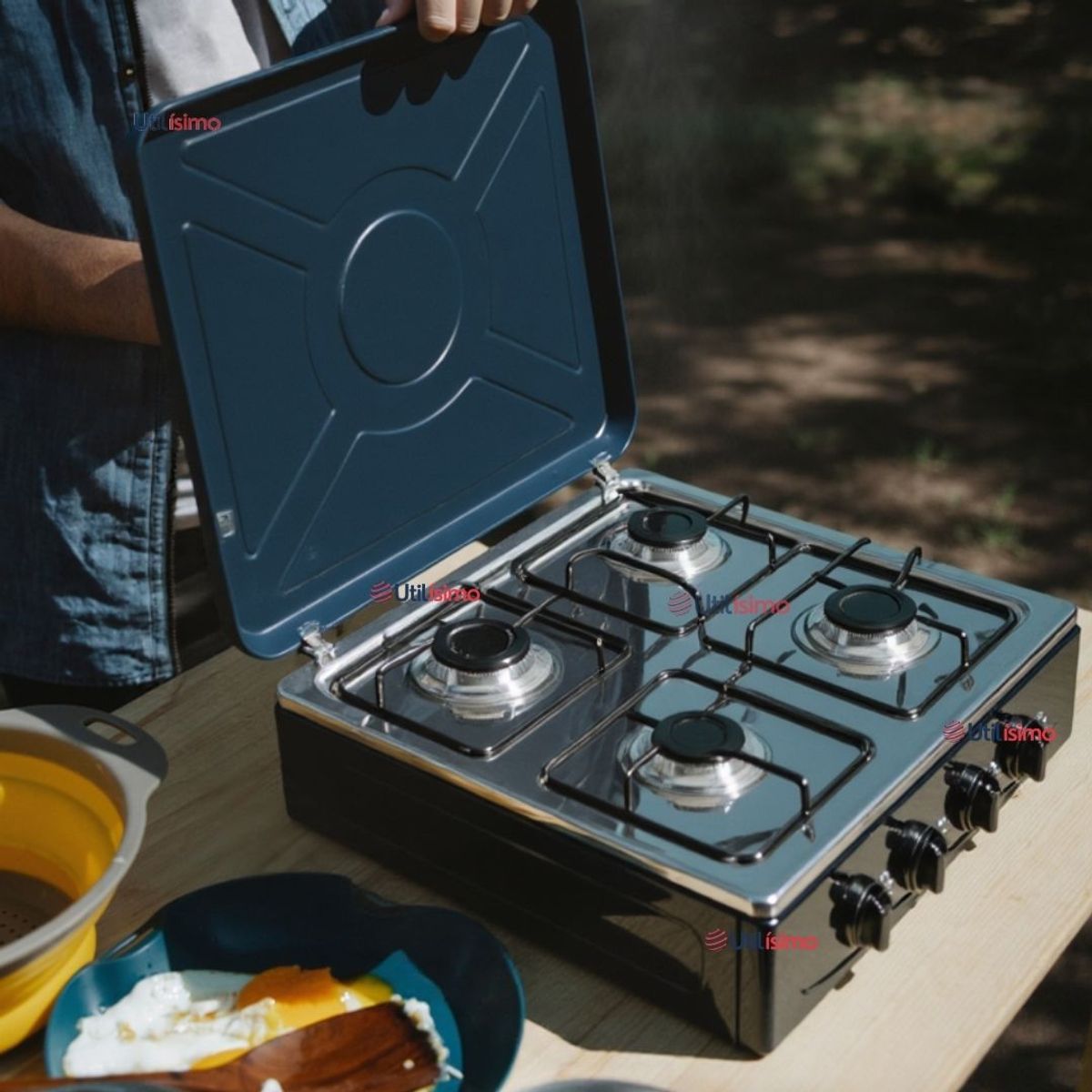 LINE - Cocina Encimera a Gas Licuado 4 Platos Premium Negro